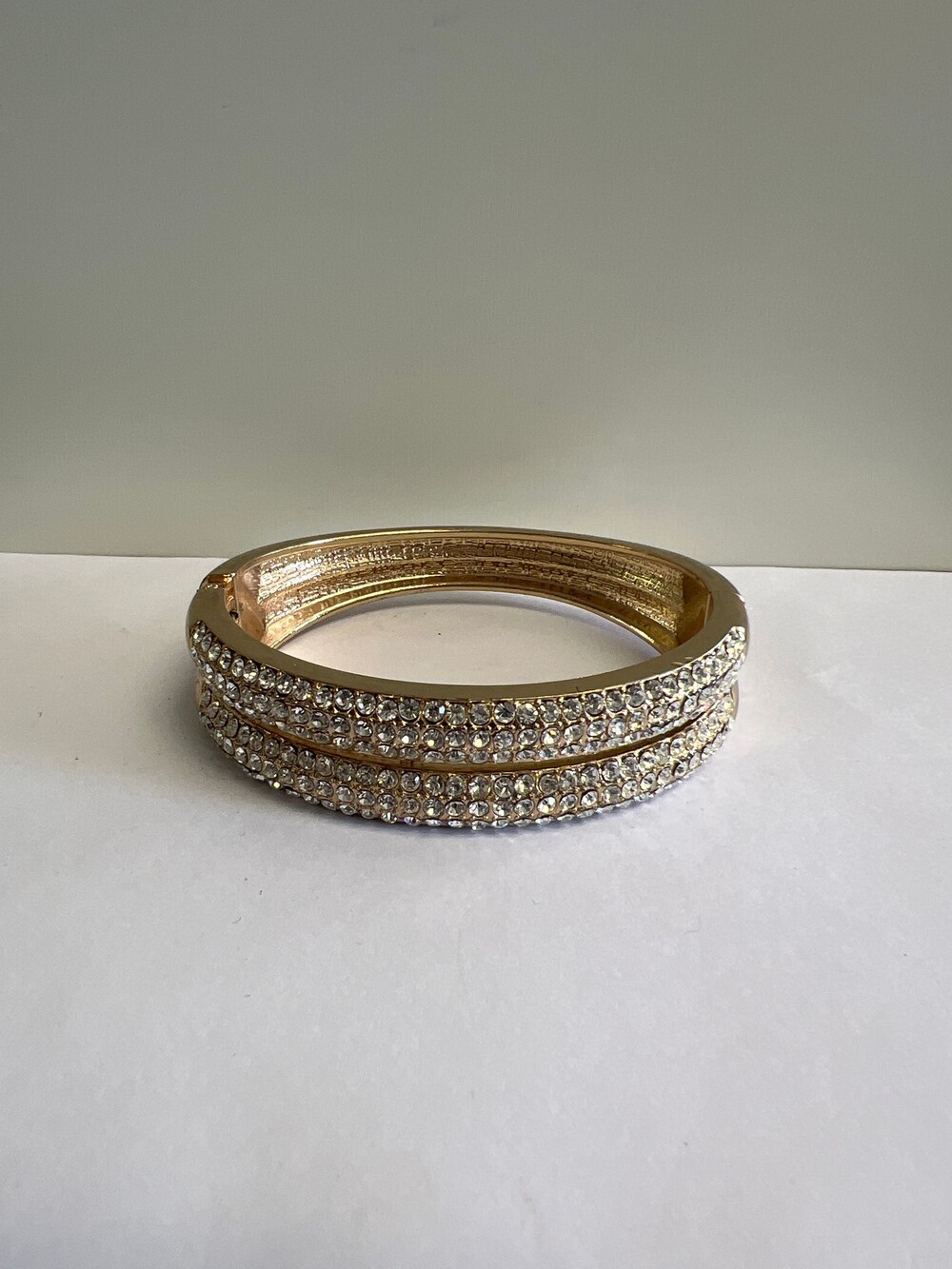 Gold Tone Rhinestone Bangle Bracelet Jewelry Accessory